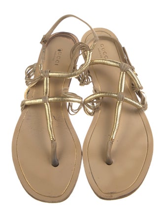 Gucci Leather T-Strap Sandals