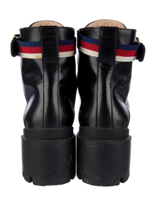 Gucci Sylvie Web Accent Leather Combat Boots