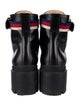 Gucci Sylvie Web Accent Leather Combat Boots