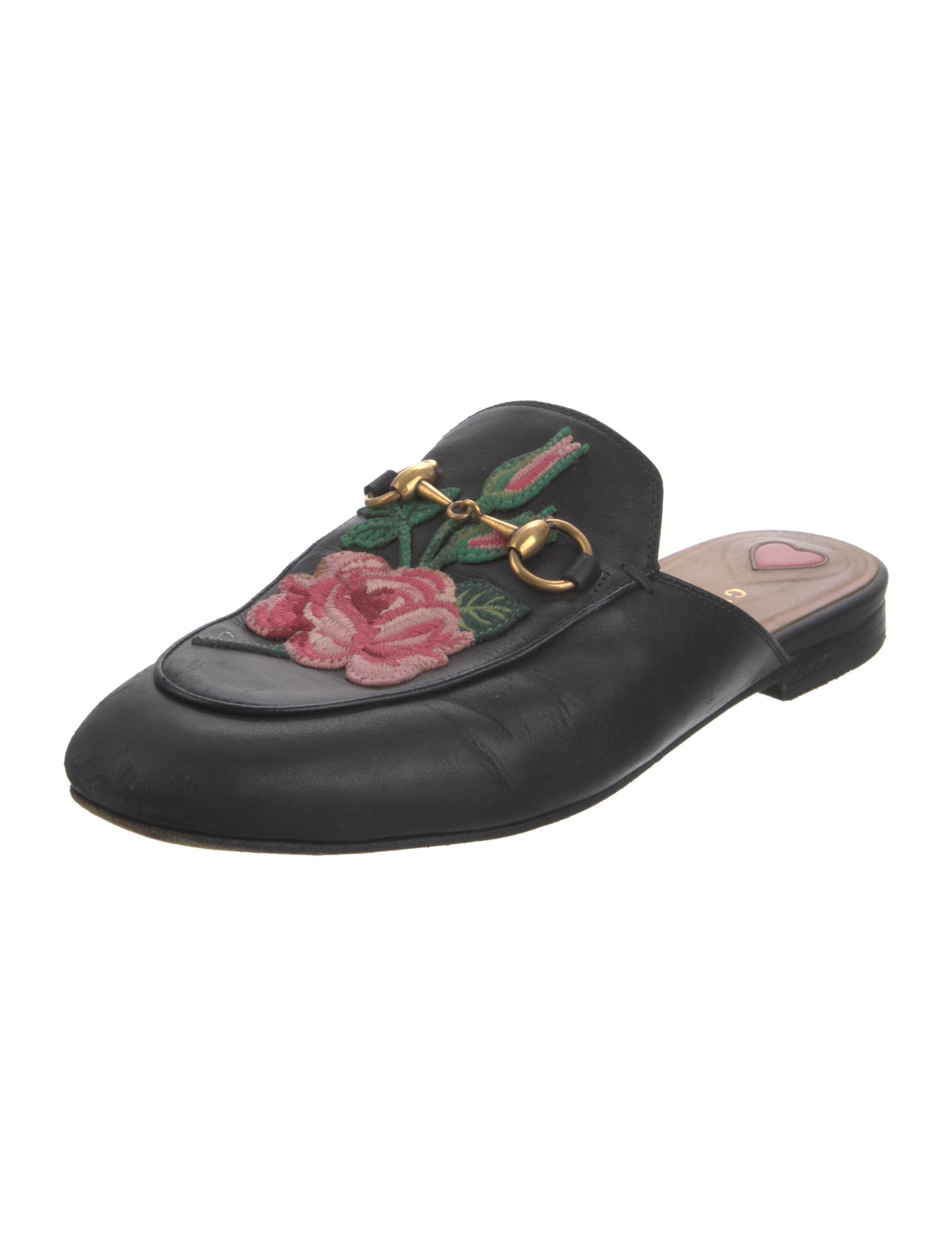 Gucci Flora Print Leather Mules