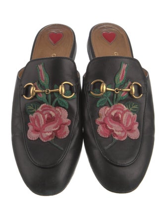 Gucci Flora Print Leather Mules