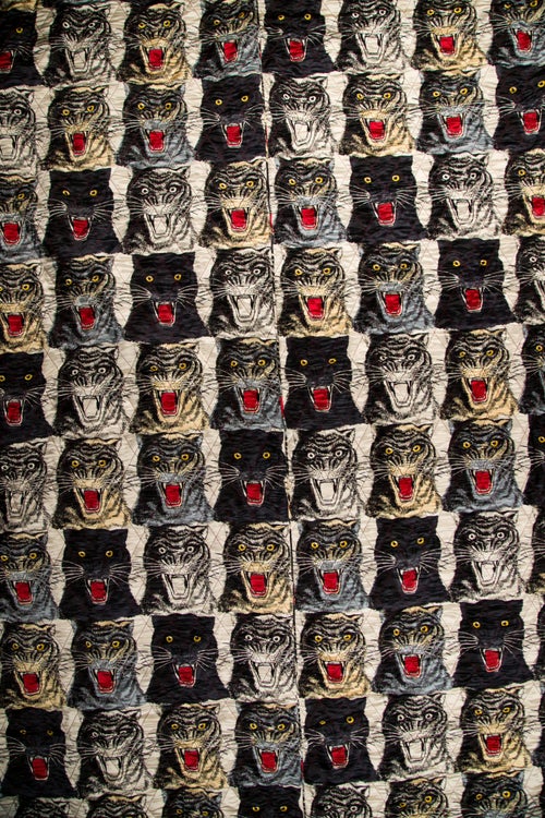 Gucci Tiger Face Silk And Velvet Quilt