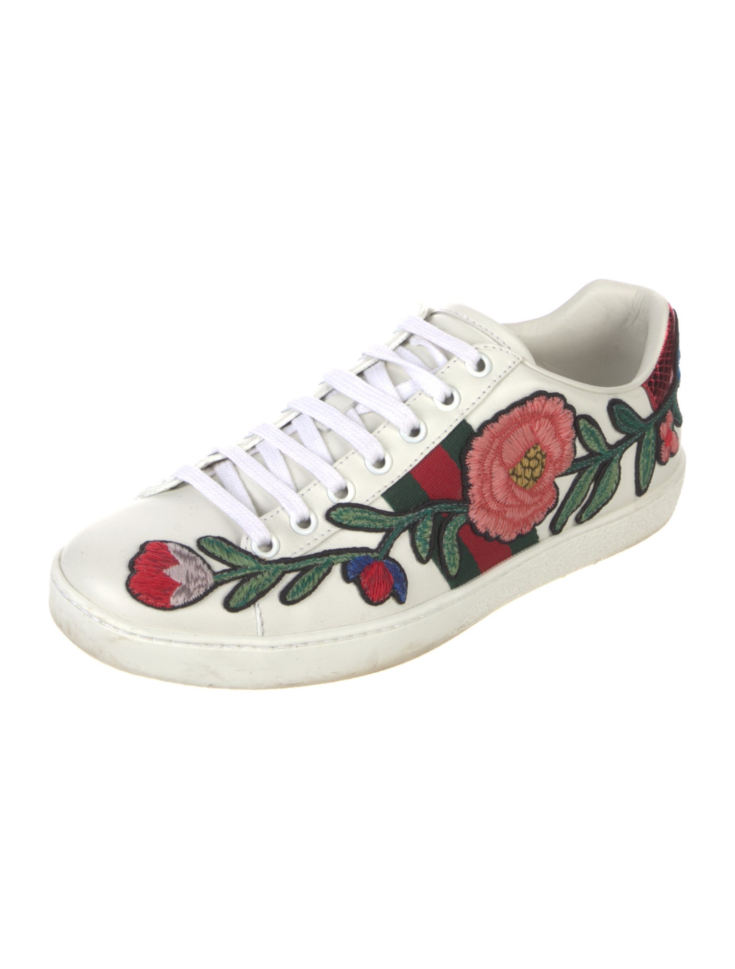 Gucci Web Accent Leather Sneakers