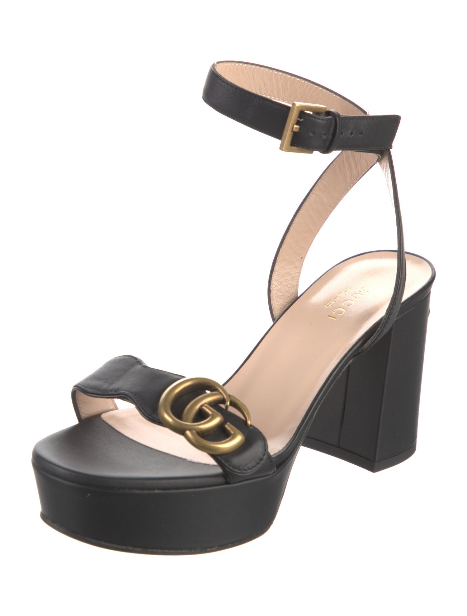 Gucci Double G Logo Leather Sandals