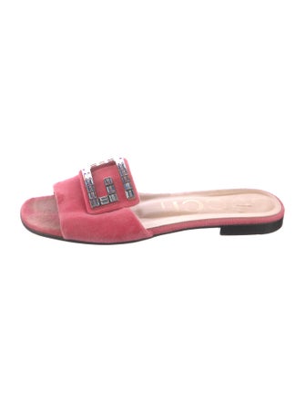 Gucci Velvet Crystal Embellishments Slides