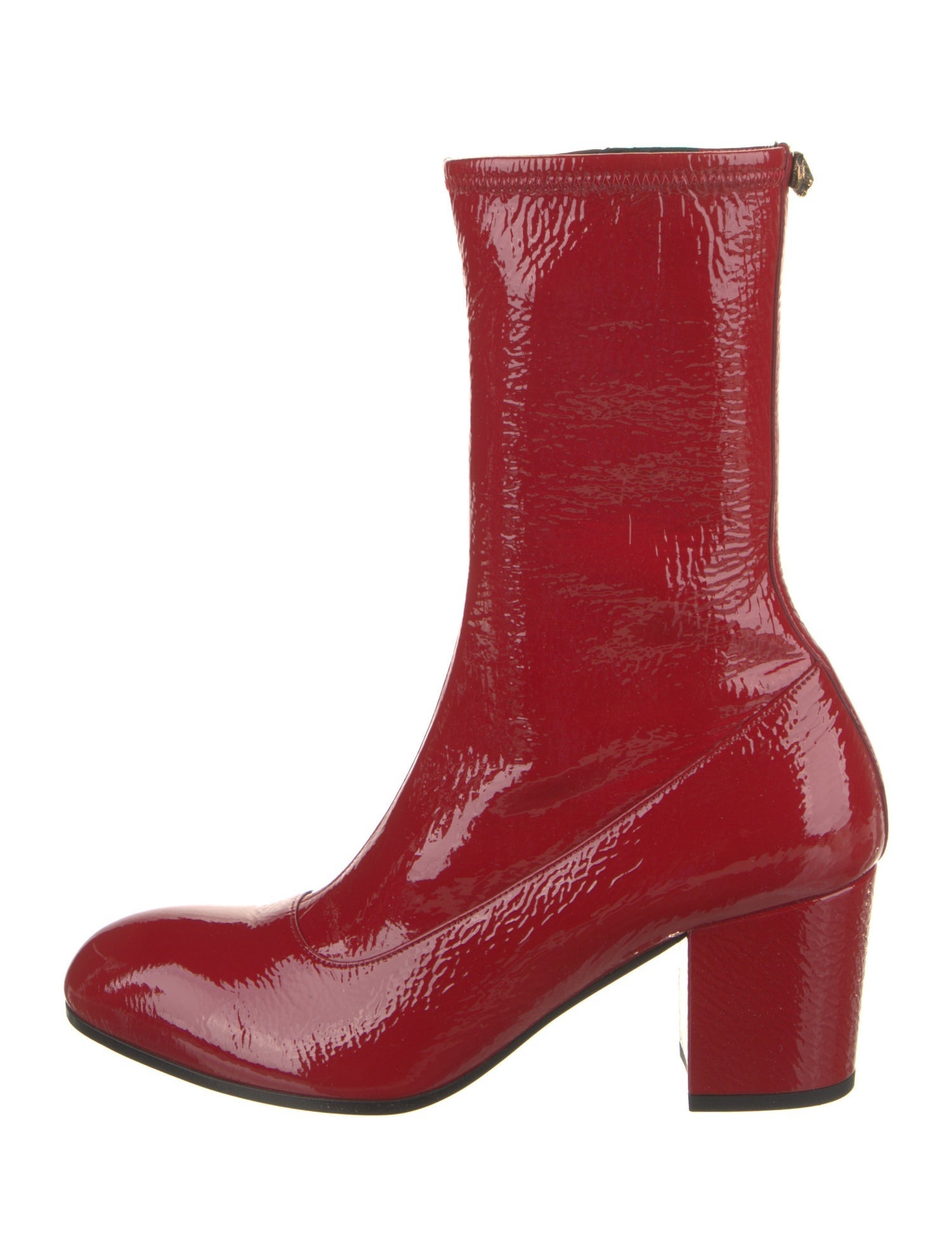 Gucci Feline Head Accent Patent Leather Sock Boots