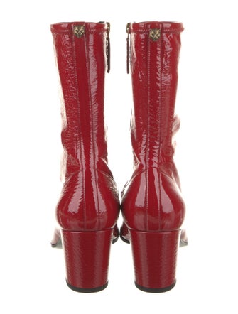 Gucci Feline Head Accent Patent Leather Sock Boots