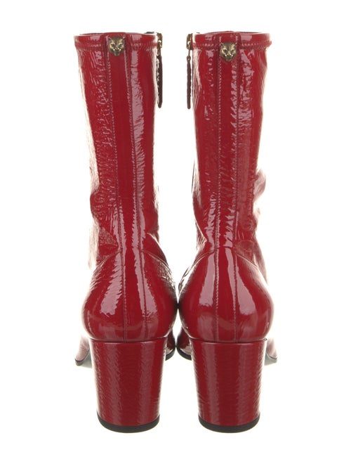 Gucci Feline Head Accent Patent Leather Sock Boots