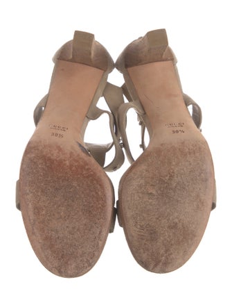 Gucci Suede Studded Accents T-Strap Sandals