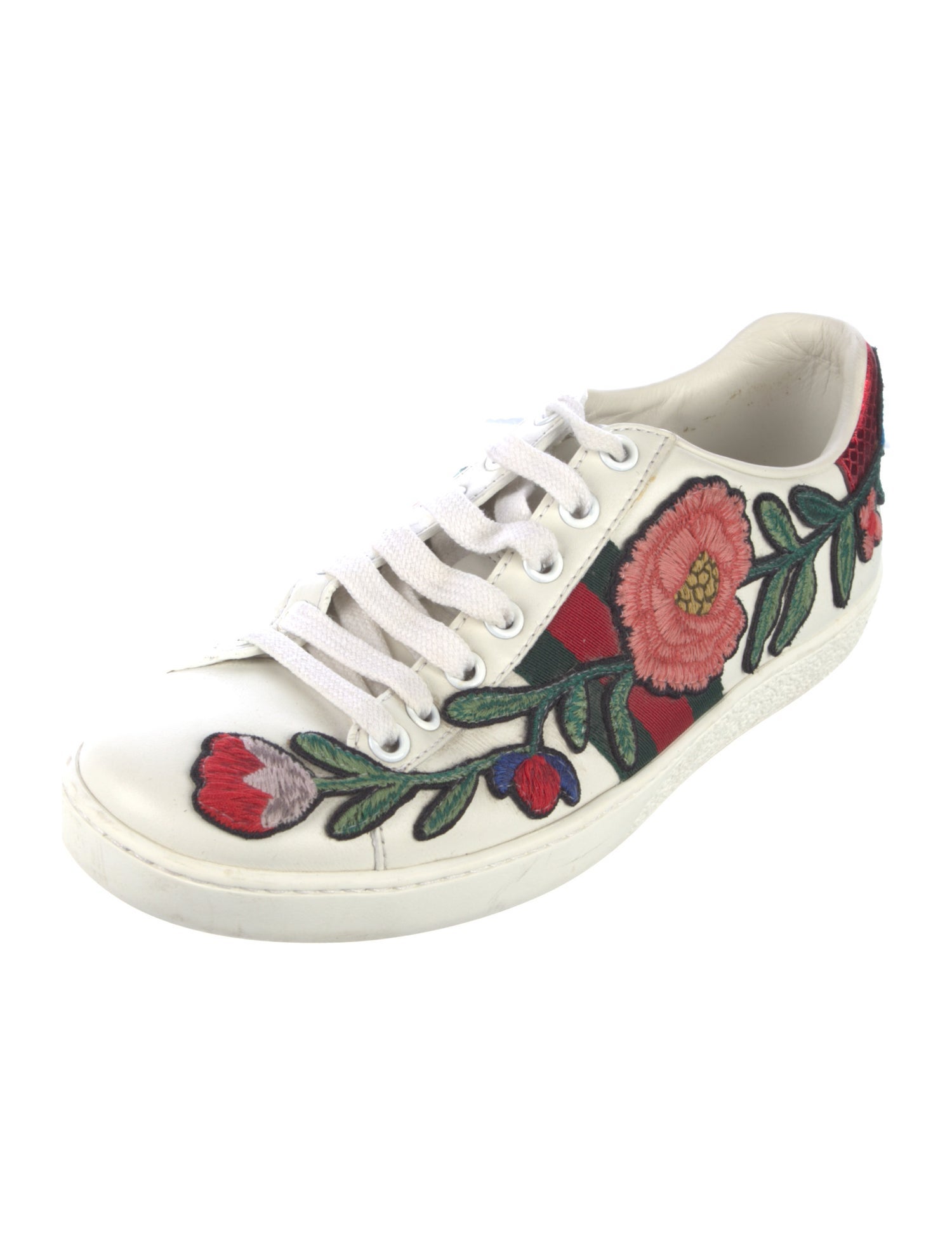 Gucci Web Accent Leather Sneakers