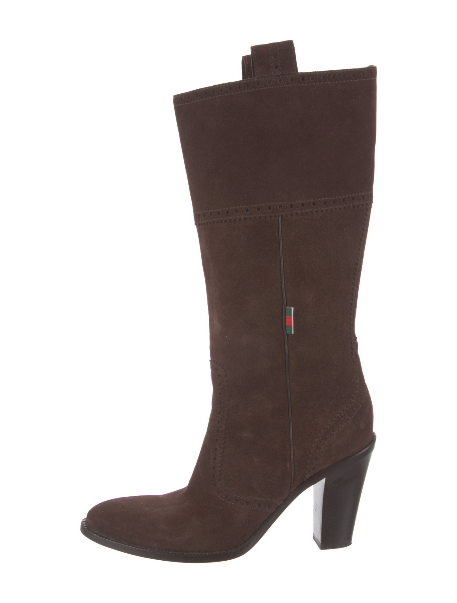 Gucci Web Accent Suede Boots