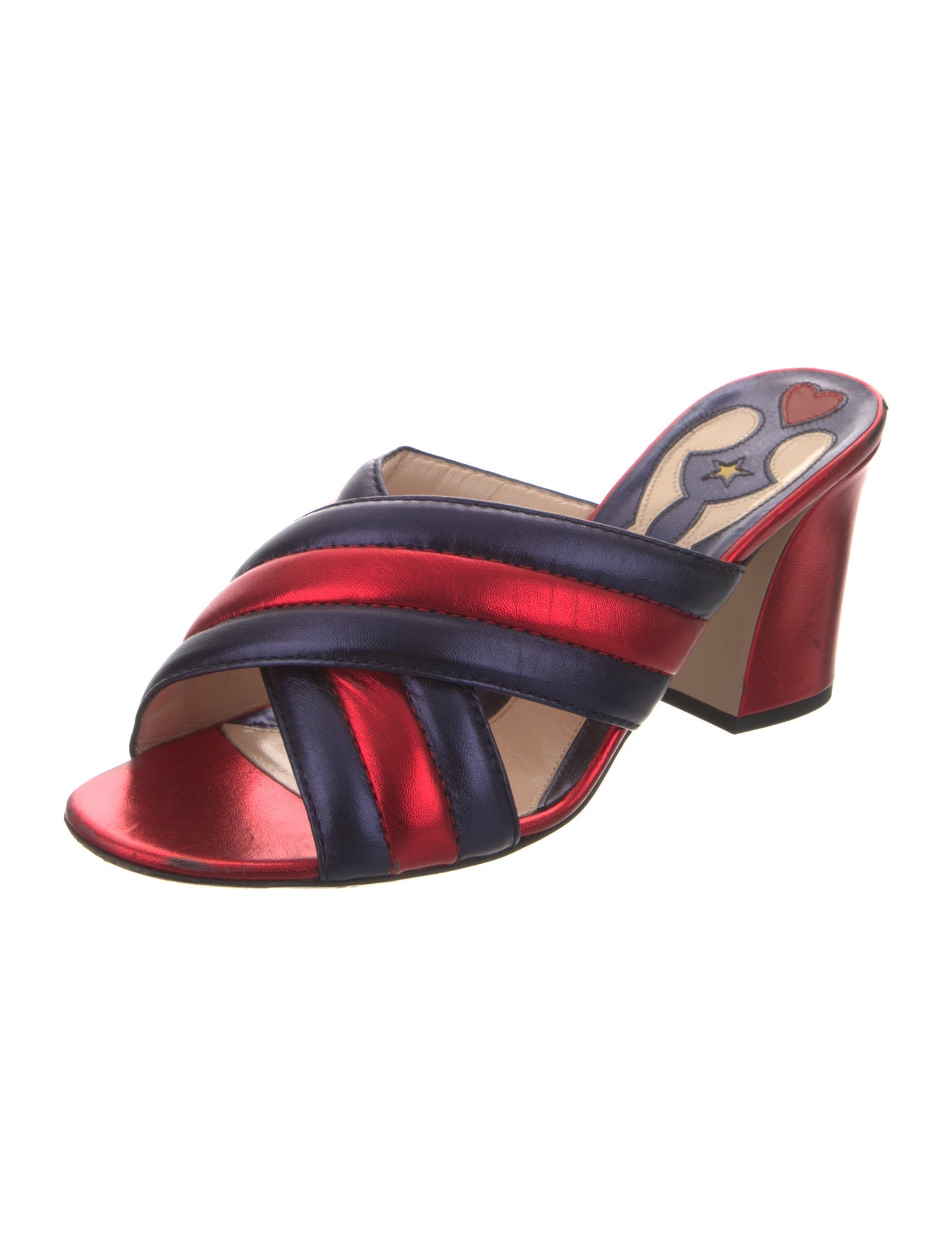 Gucci Sylvie Web Accent Leather Slides