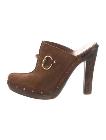 Gucci Pumps Horsebit Accent Suede Mules 5.5