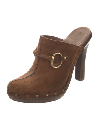 Gucci Horsebit Accent Suede Mules