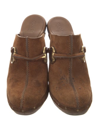 Gucci Horsebit Accent Suede Mules