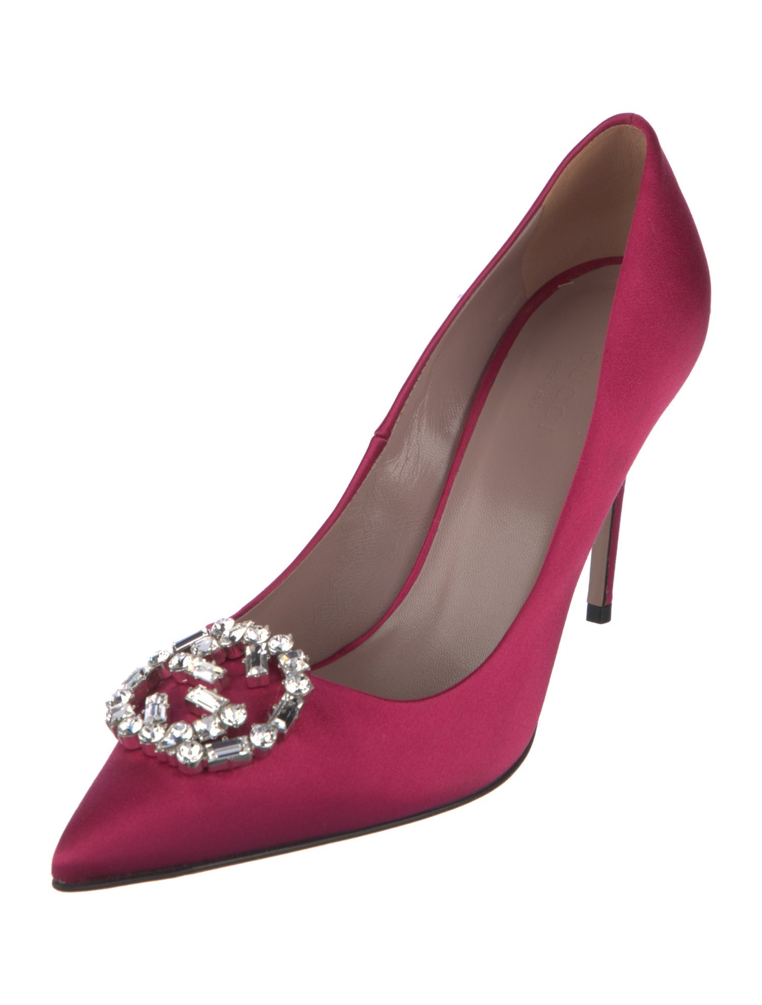 Gucci Interlocking G Logo Satin Pumps