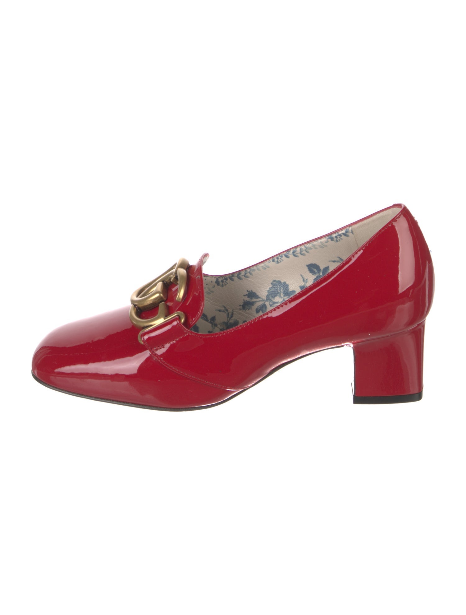 Gucci GG Logo Patent Leather Pumps