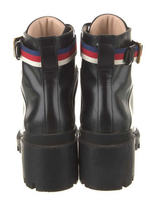 Gucci Sylvie Web Accent Leather Combat Boots