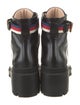 Gucci Sylvie Web Accent Leather Combat Boots