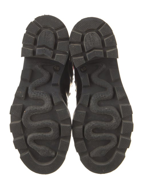 Gucci Sylvie Web Accent Leather Combat Boots