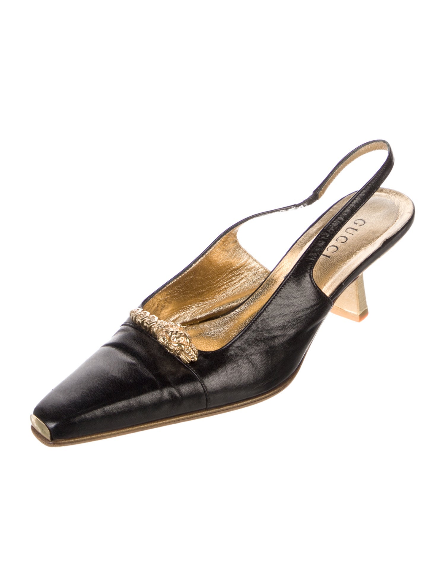 Gucci Dionysus Accent Leather Slingback Pumps