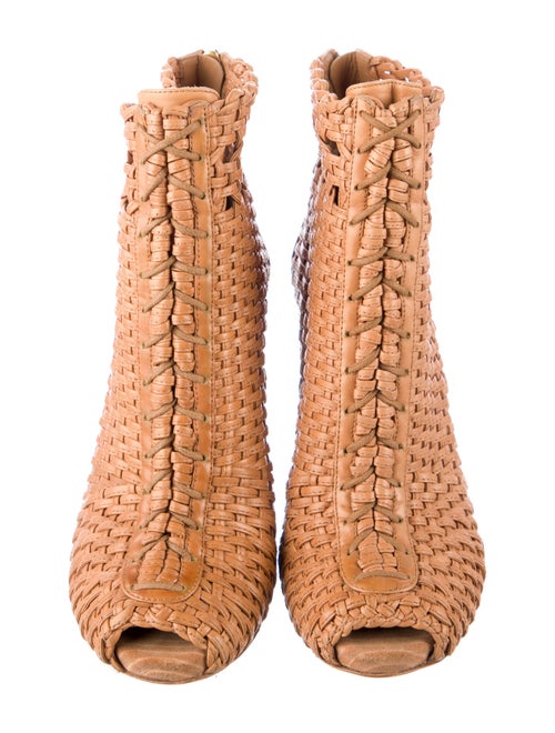 Gucci Leather Tweed Pattern Lace-Up Boots