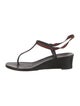 Gucci Web Accent Leather T-Strap Sandals