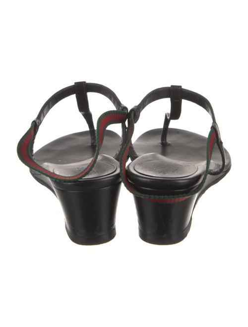 Gucci Web Accent Leather T-Strap Sandals