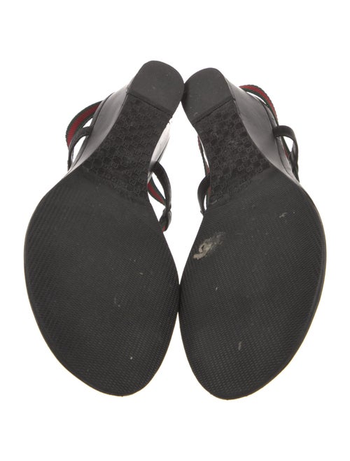 Gucci Web Accent Leather T-Strap Sandals