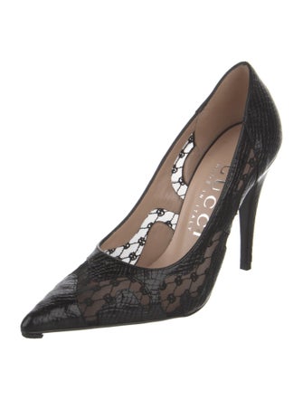 Gucci Leather Lace Pattern Pumps