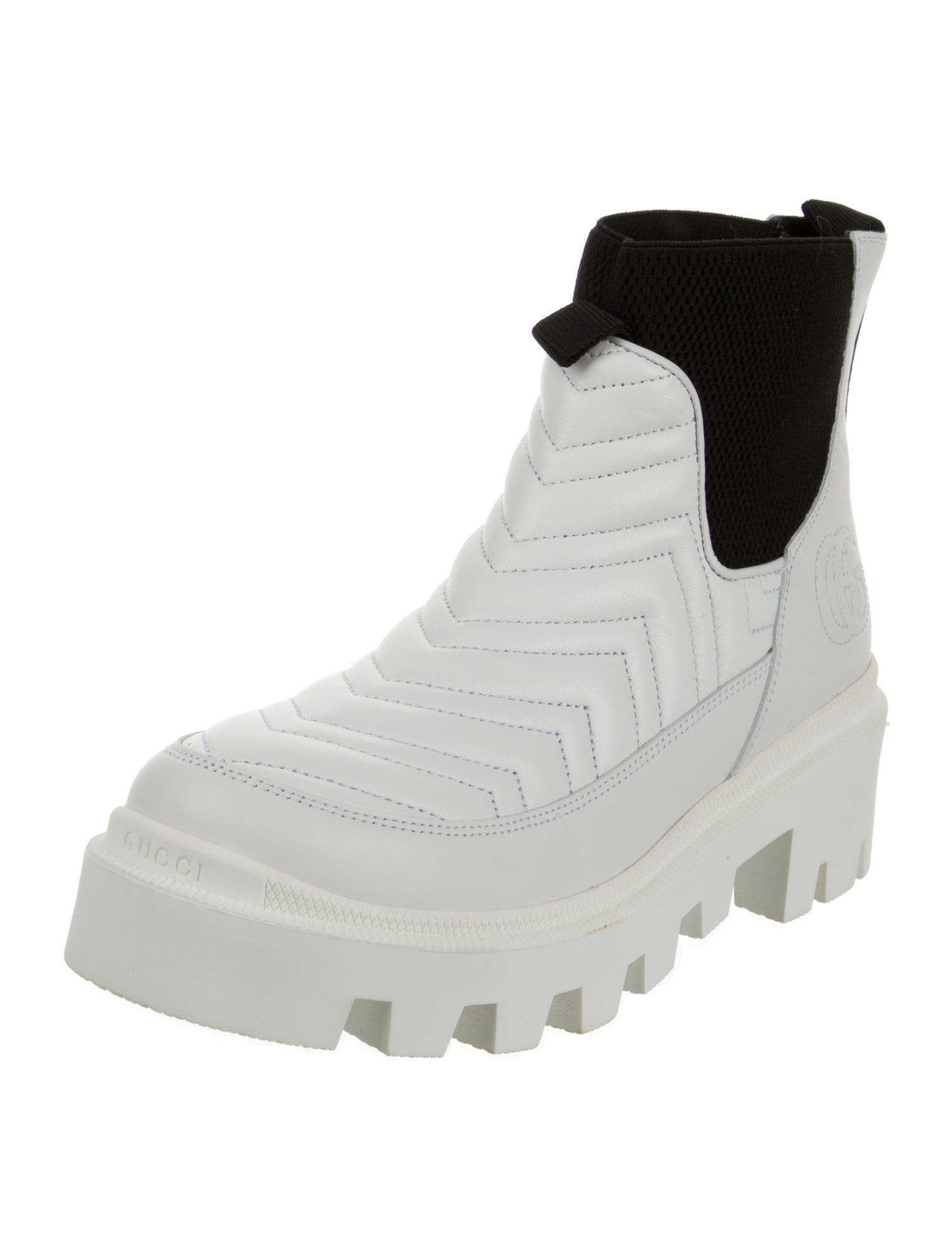 Gucci Double G Logo Leather Rain Boots