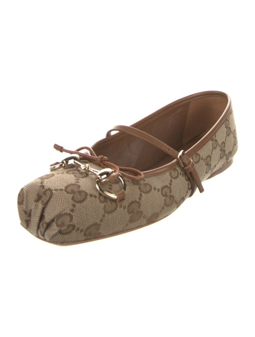 Gucci Horsebit Accent Canvas Ballet Flats