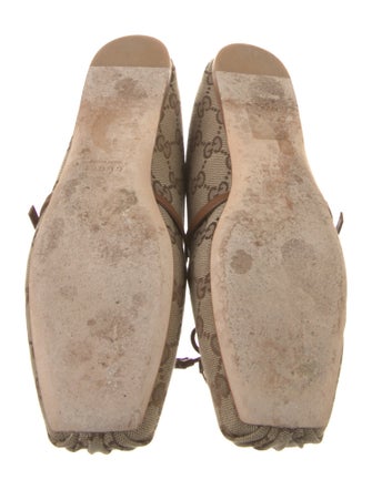 Gucci Horsebit Accent Canvas Ballet Flats