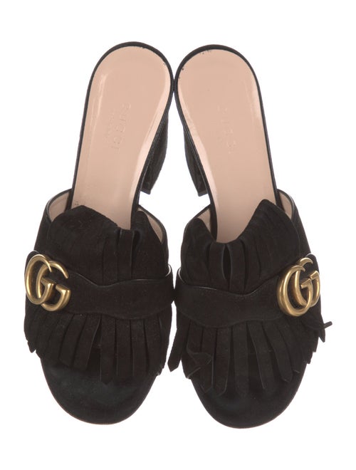 Gucci Double G Logo Suede Slides