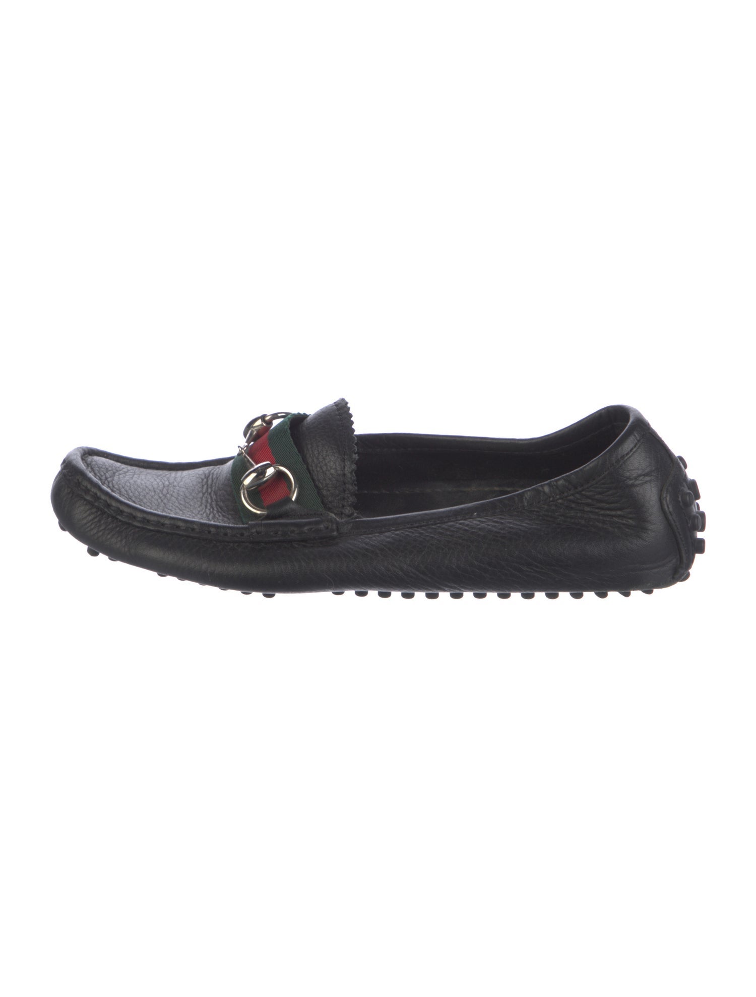 Gucci Web Accent Leather Loafers