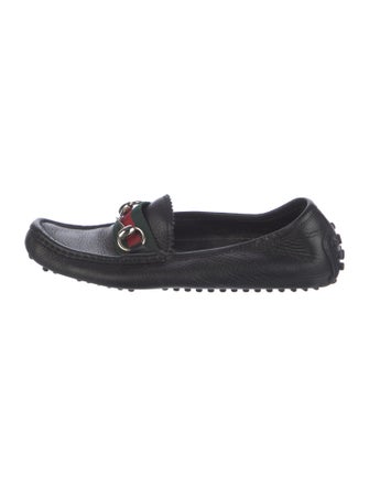 Gucci Web Accent Leather Loafers