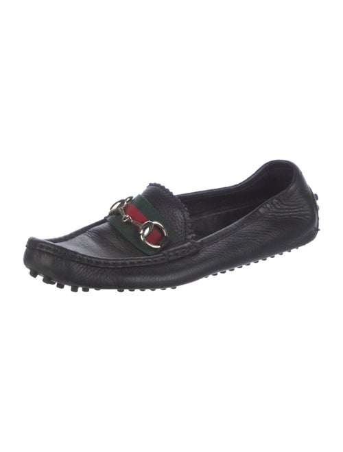 Gucci Web Accent Leather Loafers