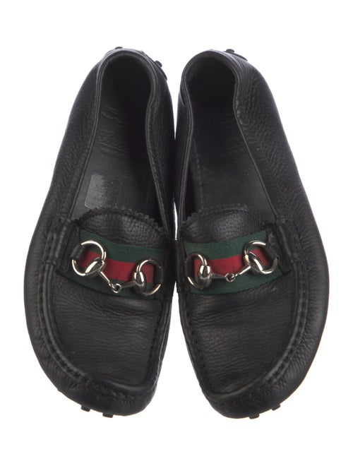 Gucci Web Accent Leather Loafers