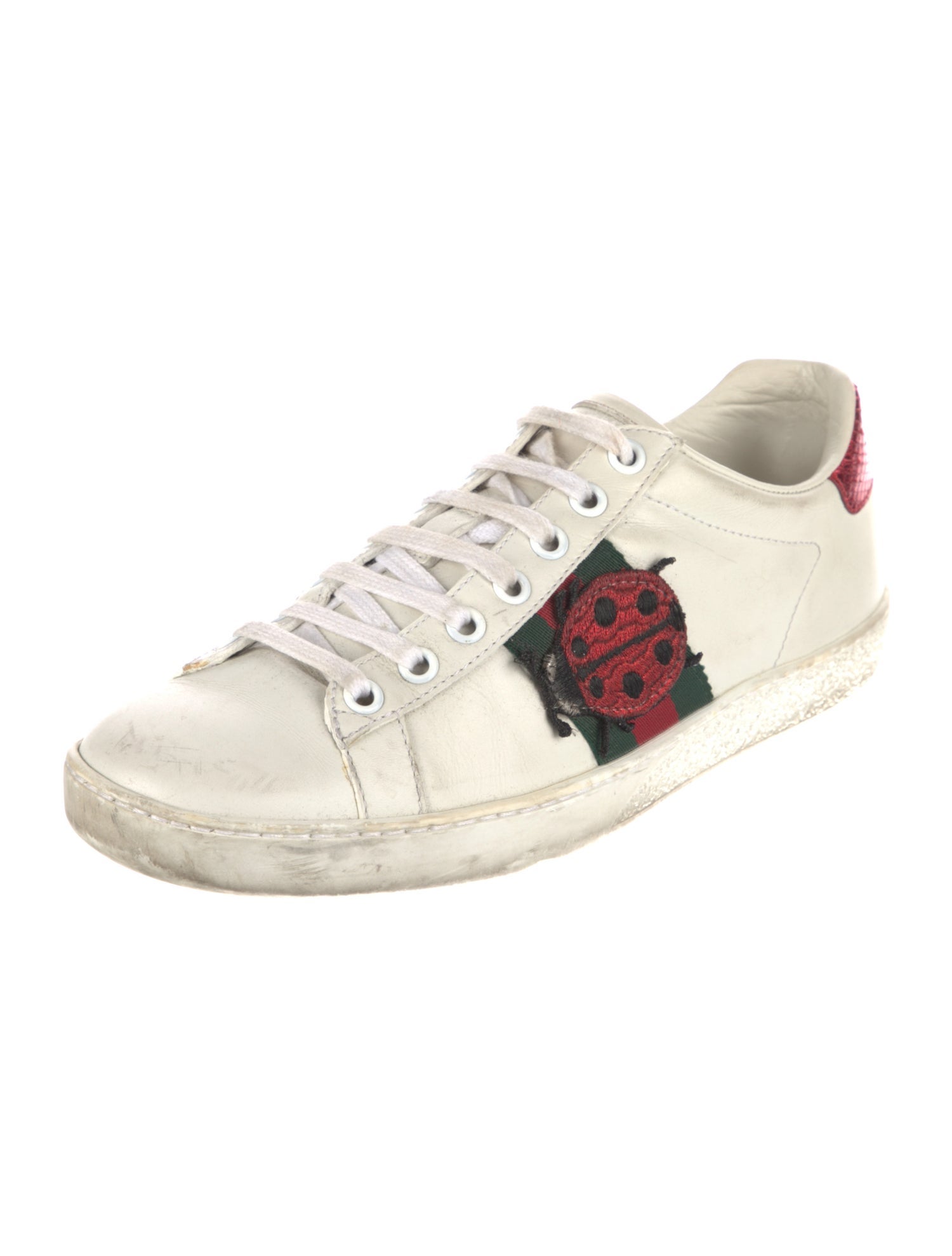 Gucci Web Accent Leather Sneakers