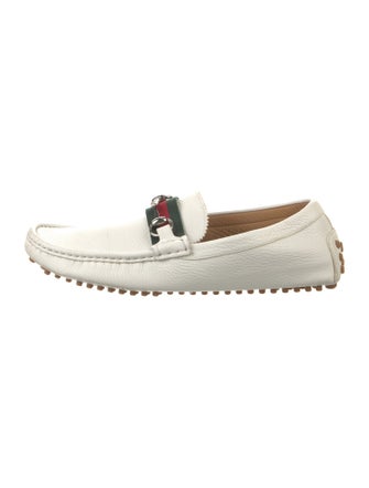 Gucci Web Accent Leather Loafers