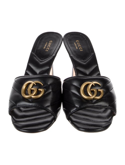 Gucci Double G Logo Leather Slides