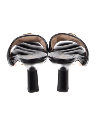 Gucci Double G Logo Leather Slides