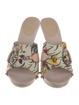 Gucci Flora Print Canvas Slides