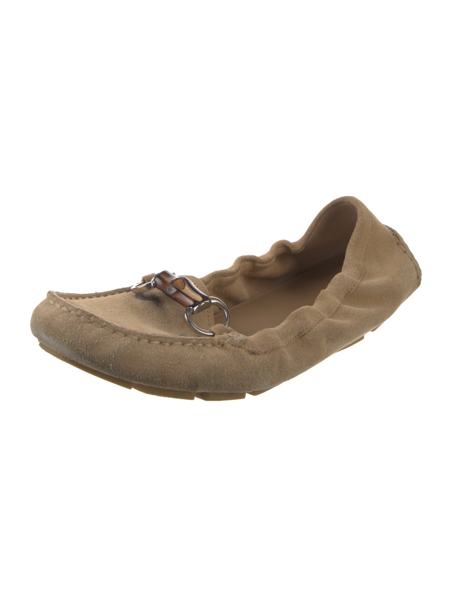 Gucci Horsebit Accent Suede Ballet Flats