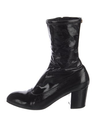 Gucci Feline Head Accent Patent Leather Combat Boots