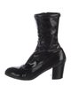 Gucci Feline Head Accent Patent Leather Combat Boots