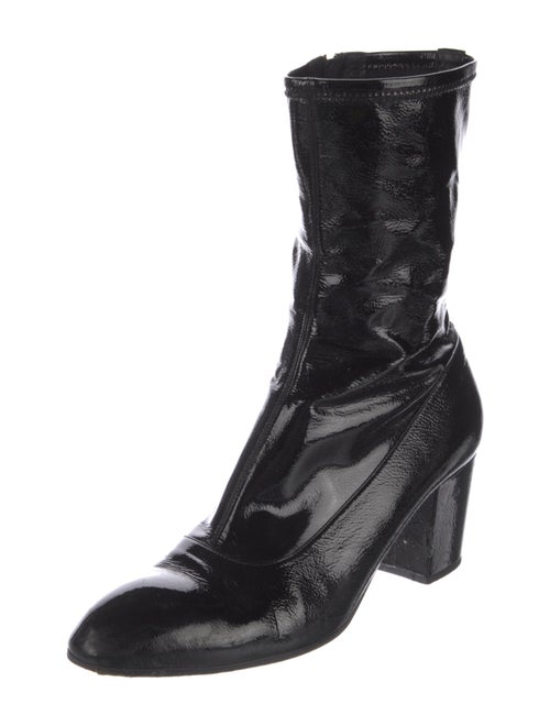 Gucci Feline Head Accent Patent Leather Combat Boots