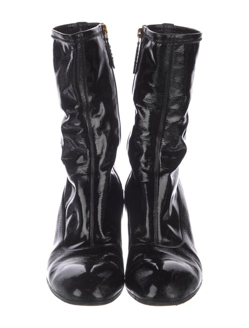 Gucci Feline Head Accent Patent Leather Combat Boots