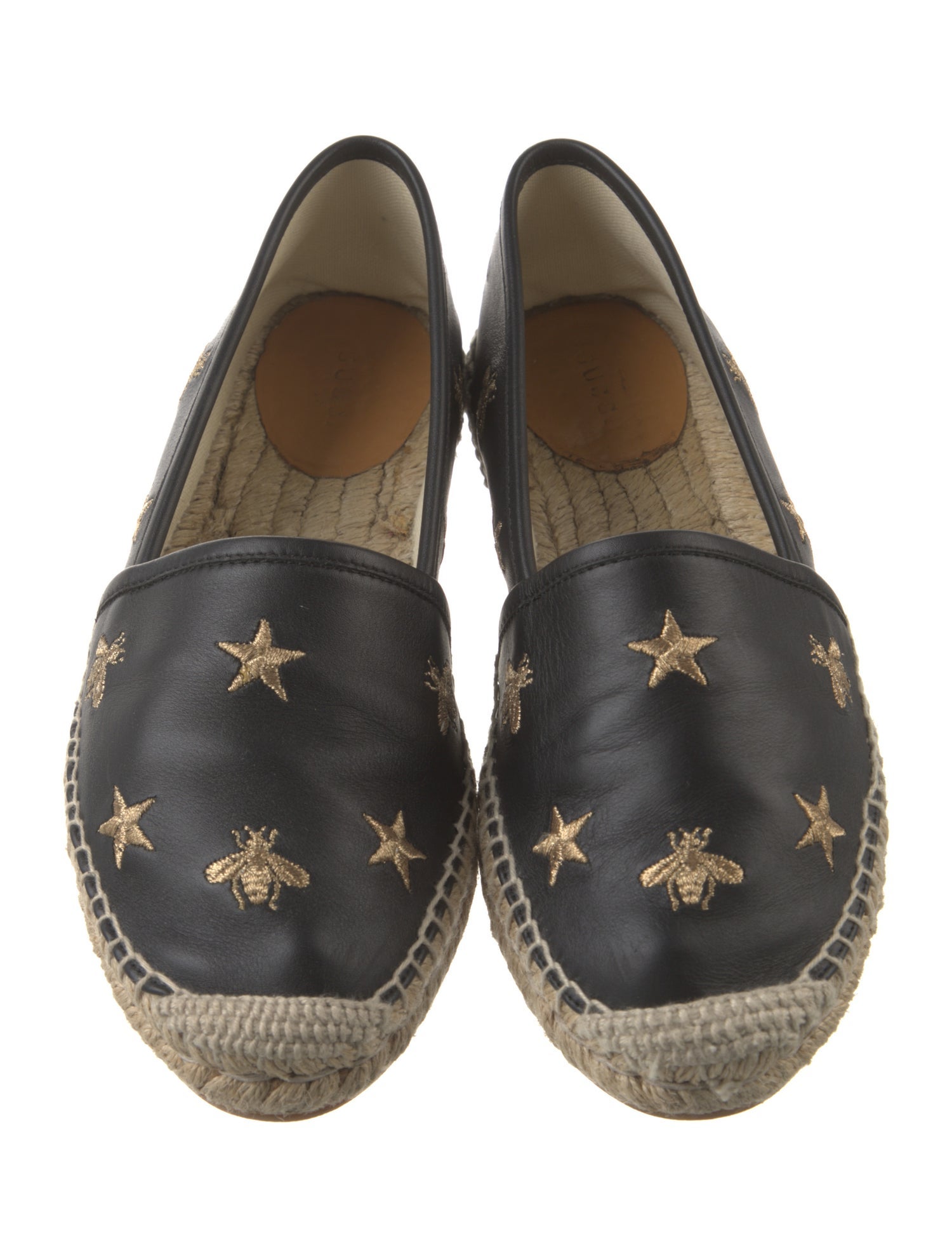 Gucci Bee Accent Leather Espadrilles