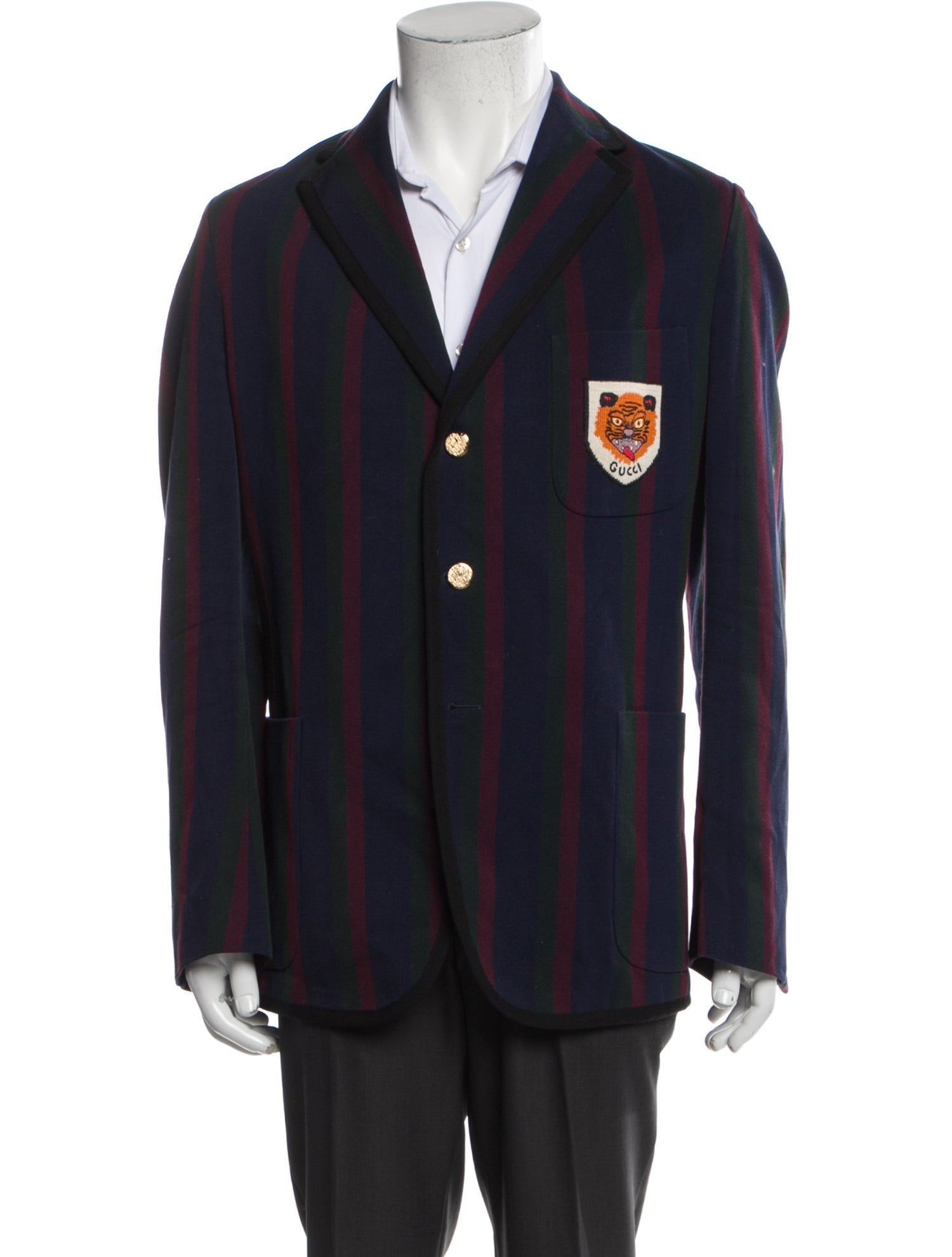 Gucci Striped Embroidered Accent Sport Coat